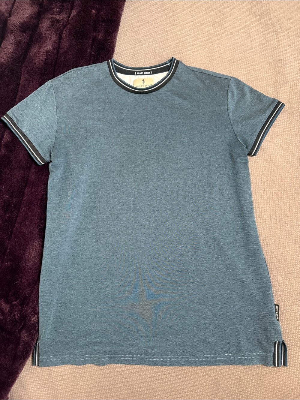 Scott James England Men’s Blue Tri Blend Ringer T Shirt Size Small